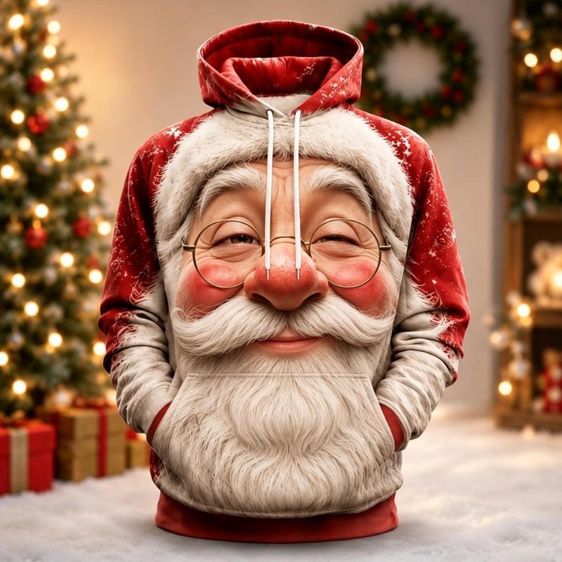 Christmas Mens Party Hoodie Santa Comfortable Pullover Sweatshirt for Winter Holiday Christmas Party Wear Funny Christmas hoodie