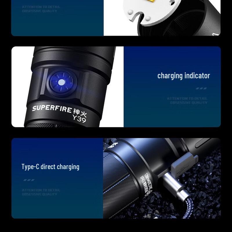 SupFire Y39 Rechargeable Zoom LED Flashlight