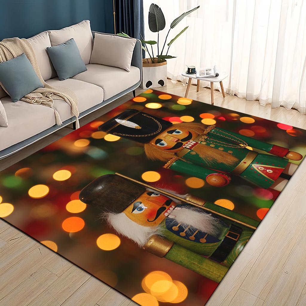 Merry Christmas Cartoon The Nutcracker Doll Festival Gift Carpet Rug for Living Room Bedroom Home Sofa Decoration,Non-slip Mat