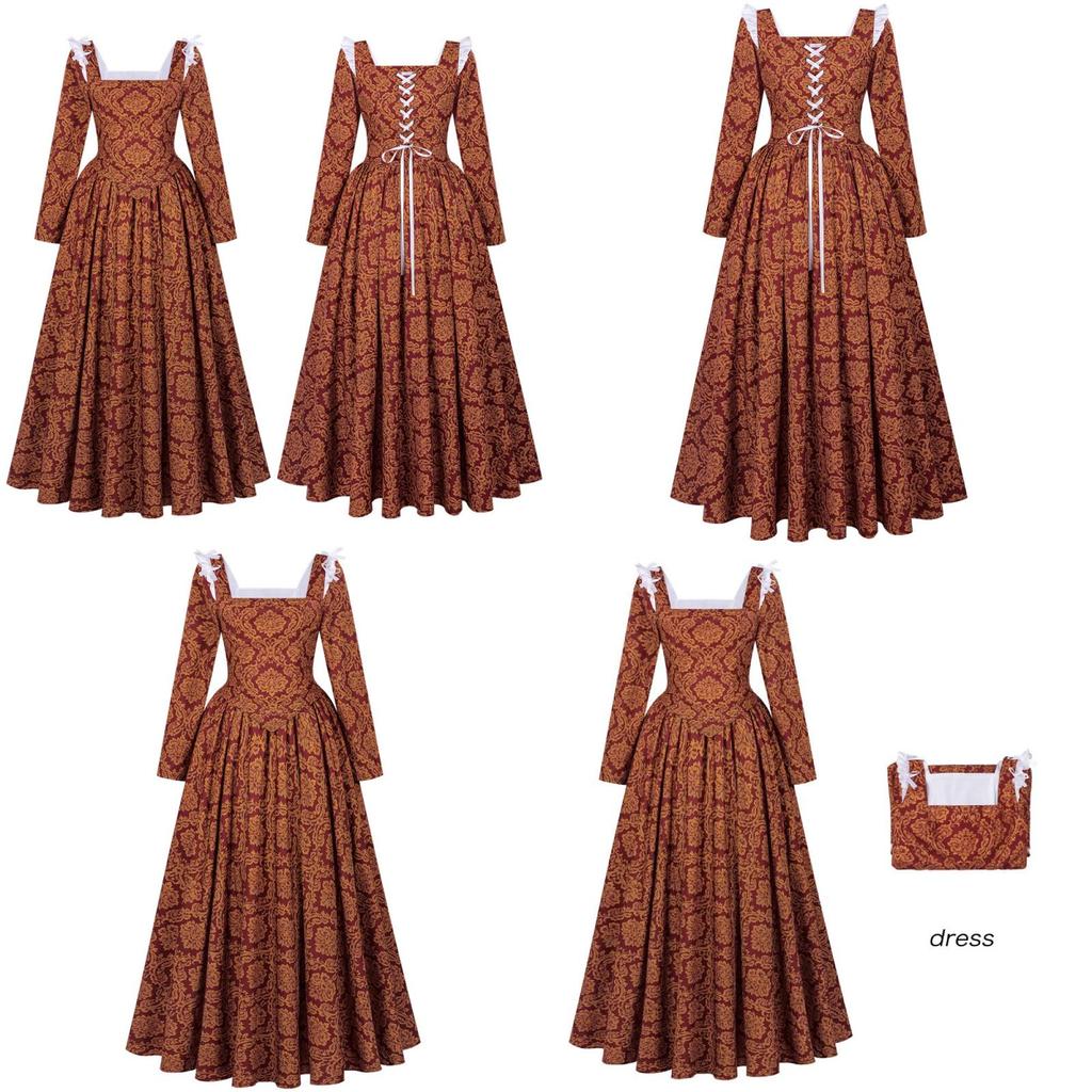 Italian Renaissance Female Dress With Stretch Fabric For Cosplay And Stage Use
