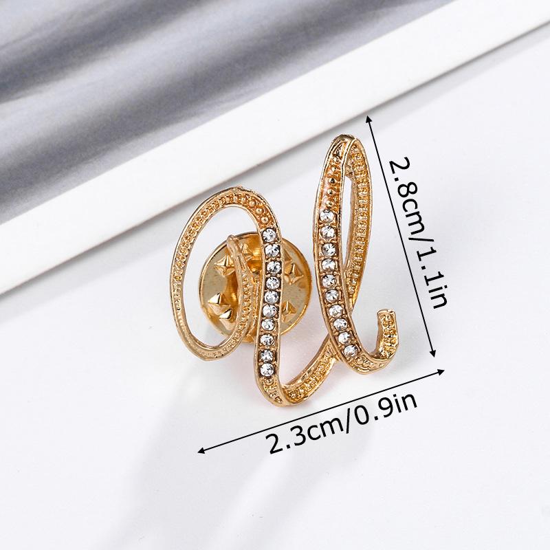 1PC Rhinestones Clothing Accessories Shirts Badge Gifts Lapel Pin Party Women's Brooches Dinner Letter Brooch Dress European A-Z