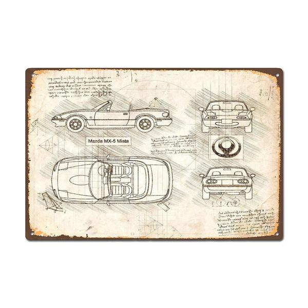 Mazda MX-5 Miata Car Metal Tin Sign Wall Decor Fashion Art Decor Poster,Man Cave,Garage,Bar
