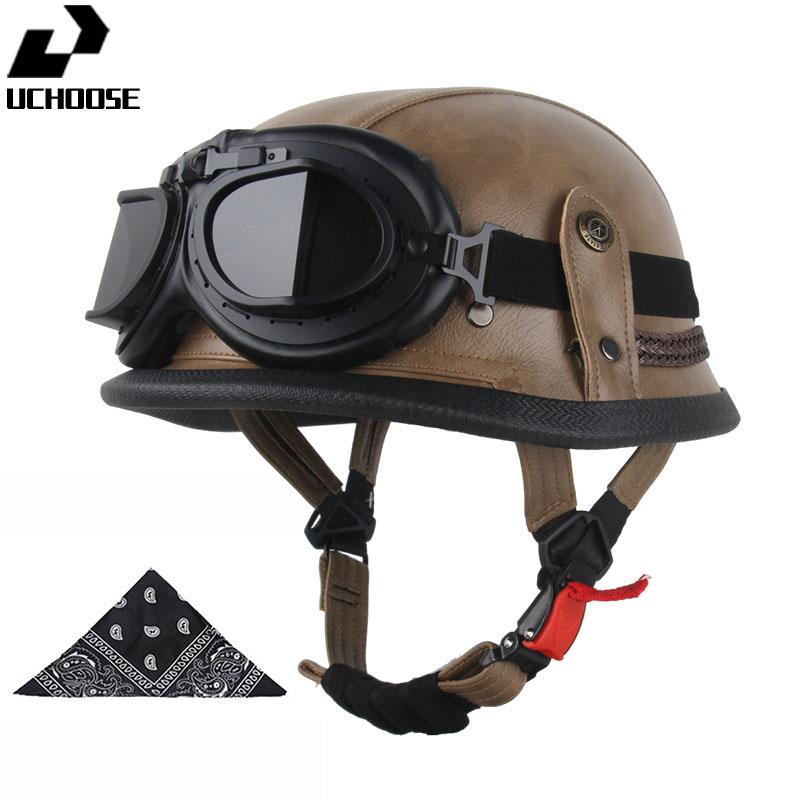 DOT Certified Vintage Open Helmet Motorcycle Open Face Helmet Retro 3/4 Helmet Cruise Casco Casque Moto Men Women