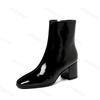 Mode Herbst Damen Stiefeletten Neu 2025 Retro Eckige Zehen Kurze Stiefel Hochwertige Mode Niedriger Absatz Seitenreißverschluss Botas Para Mujer