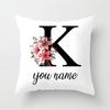 Personalized Name Flower Letter Pillow Case Alphabet Print White Square Pillow Case Dust Cover Bedroom Party Decoration