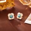 Chinese Style Turquoise Mother of Pearl Stud Earrings - High-End Fashion, Light Luxury, Rebellious Girl Romantic Jewelry