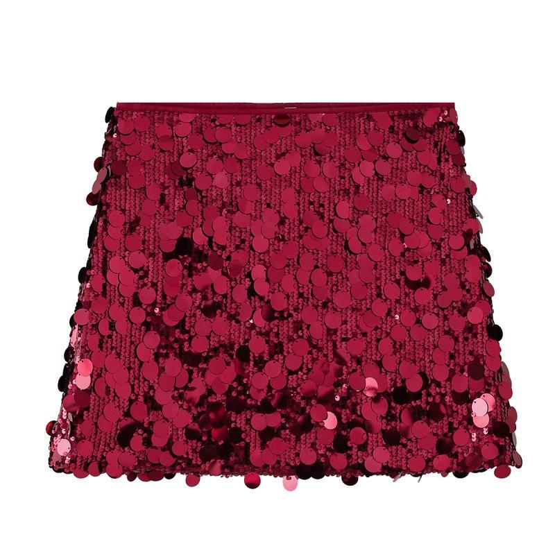 Minifalda Plateada con Lentejuelas de Cintura Alta para Mujer, Falda Corta Brillante para Fiesta y Club