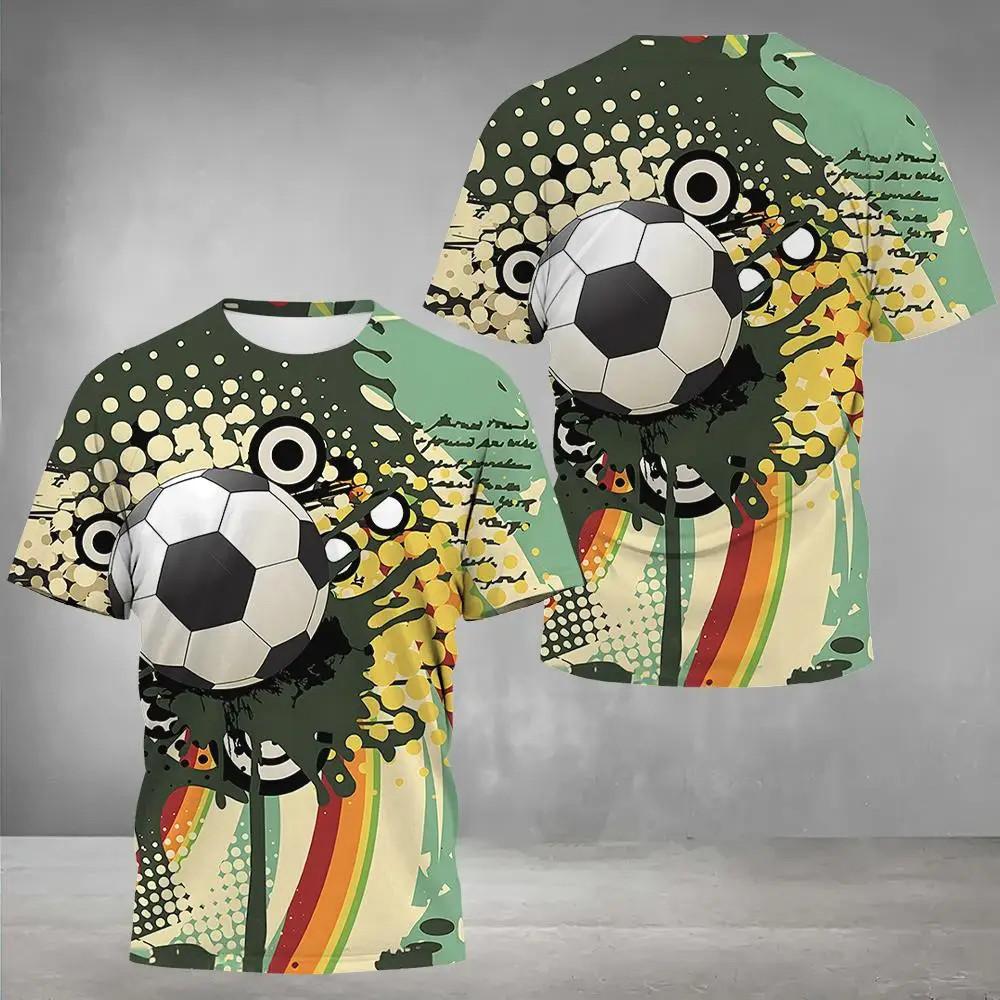 Football Pattern T-shirt Men's Fashion Summer Short Sleeved Street Wear Loose Men's Clothing