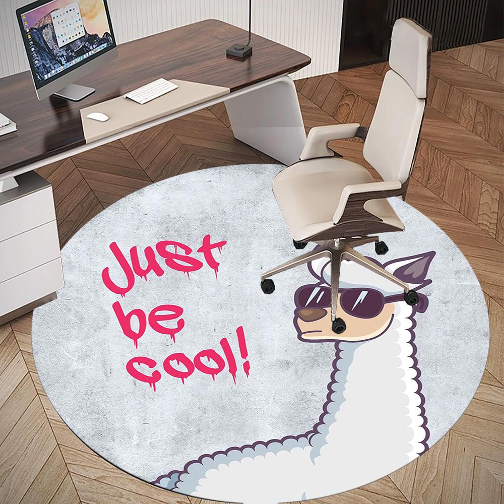 1pc llama cool Round Chair mat Area Rug - Non-Slip, Floor Mat for Office, Bedroom, and Indoor Decor c1118064