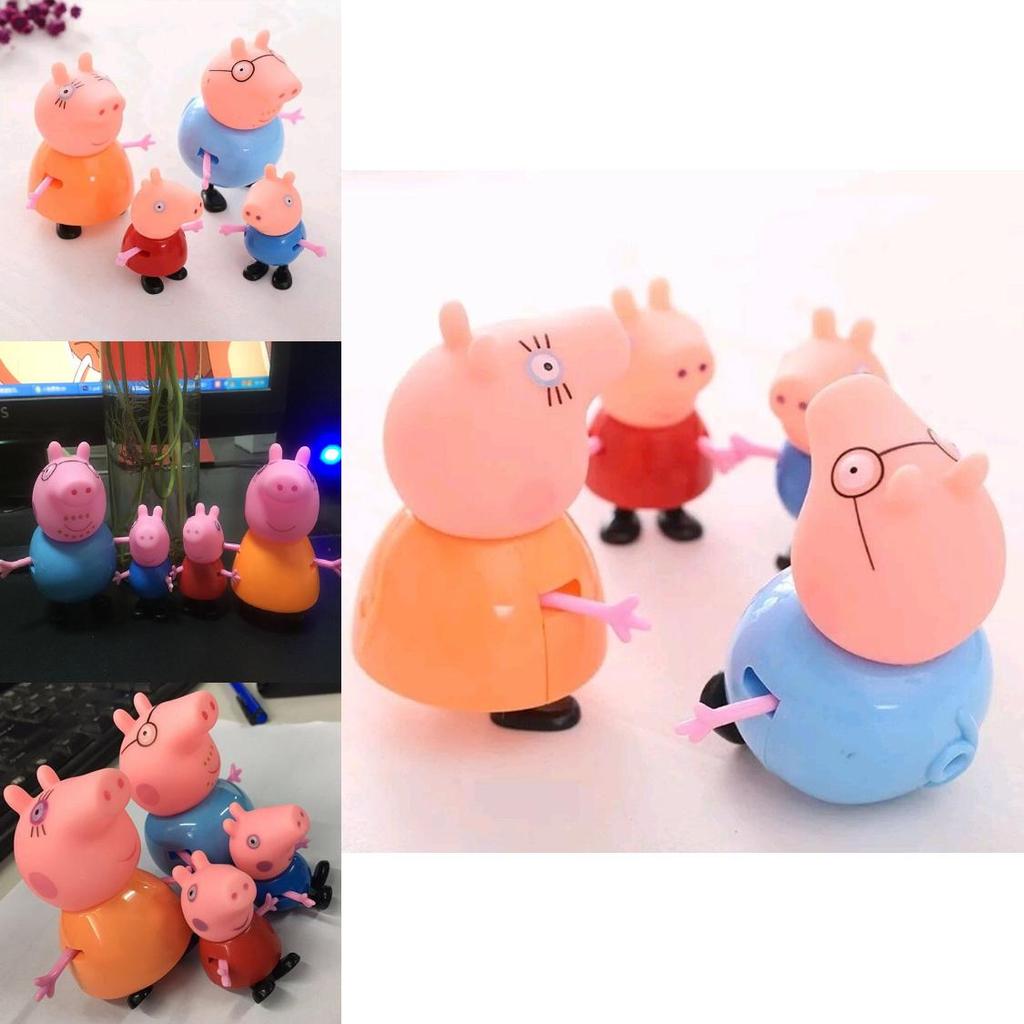 Cartoon Peppa Pig Cake Topper Set For Birthday Party With Soft And Hard Headed Figures