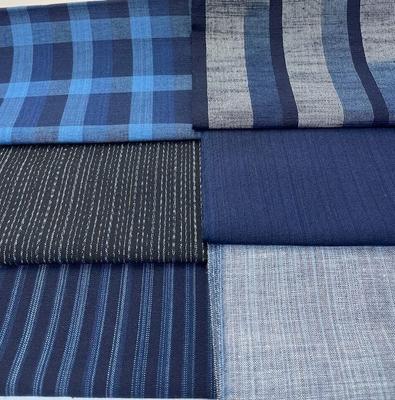 Textile Straight from the Natural Indigo Assorted 50cm X 6 Width Cotton [Shimogawa (SHIMOGAWA)] Weaver, Dyed, Types, Plain, Striped, Checked,