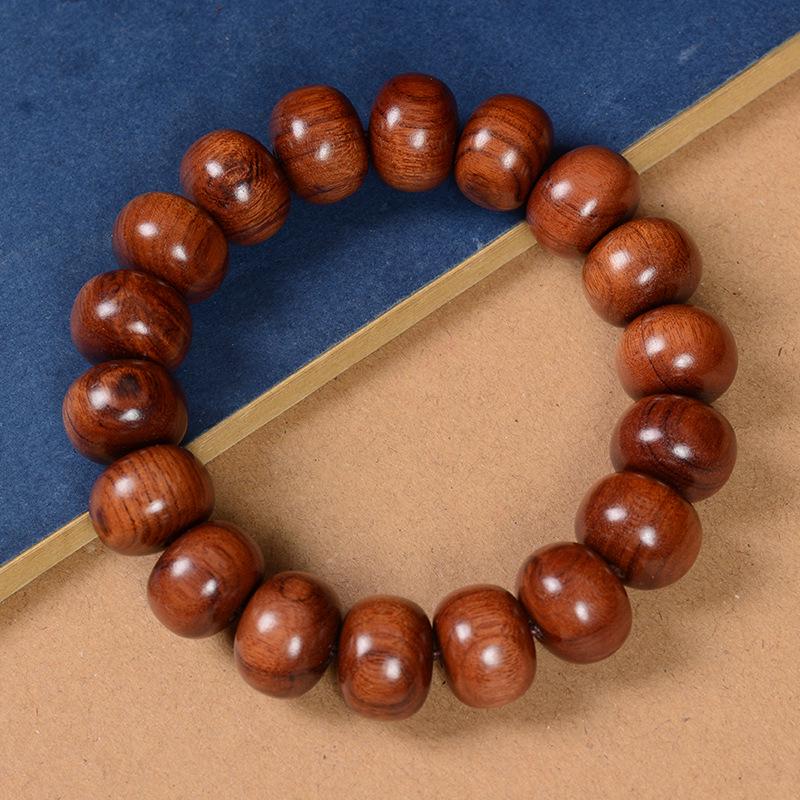 Bracelet Abaque Bois de Santal Rouge, Vert et Violet avec Perles de Jujube et Espaceurs Articulés en Bambou - Design Unisexe