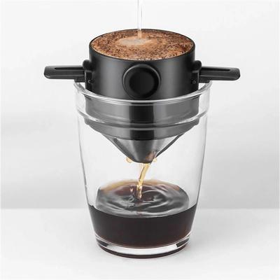 1pc Coffee Filter Cup Double Layer Stainless Steel Screen Foldable Hanging Ear Hand Brewed Coffee Artifact Tool