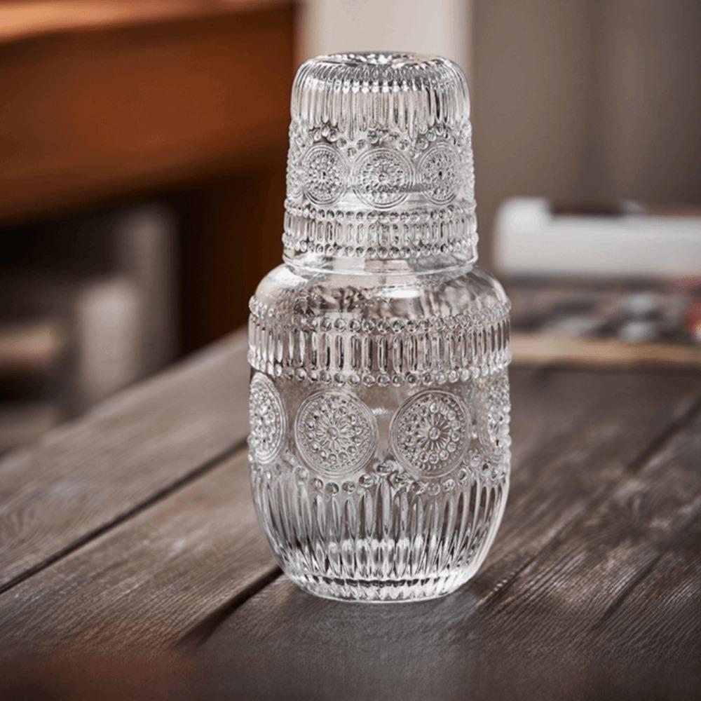 With Cup Glass Water Bottle Transparent Cold Pitcher Household Water Jug Afternoon Tea