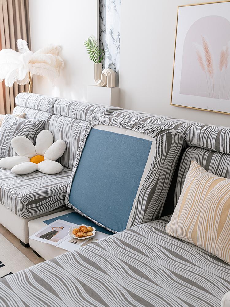 

Jacquard sofa cover with lines and patterns, high elasticity, anti dirt, and anti pet scratch sofa cushion cover Backrest cover S серый