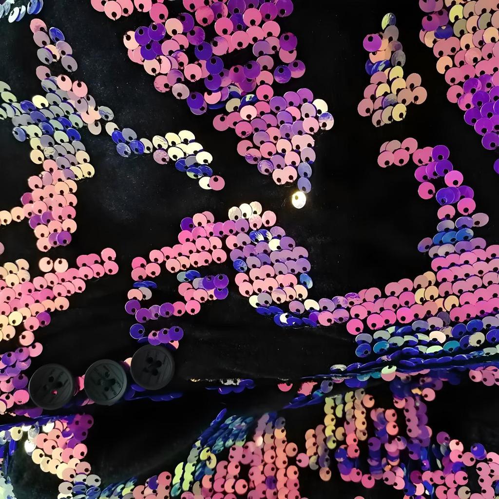 PYJTRL Herrenmode Zweifarbiger Blazer mit glänzenden Pailletten