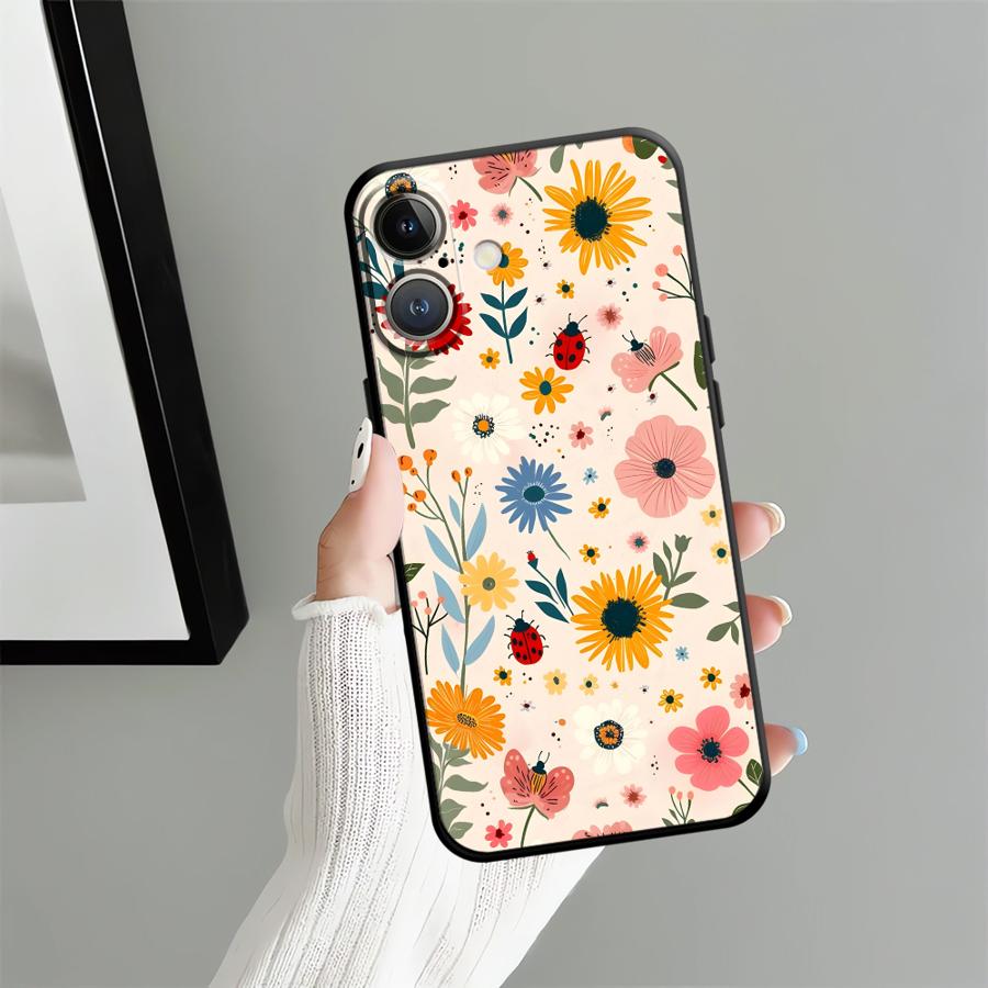 

Cartoon Flower Art Funda Phone Cover Case for Apple iPhone 17 Pro Max 11 14 13 15 Pro 7 8 XR XS MAX 16 12 Air iPhone 15