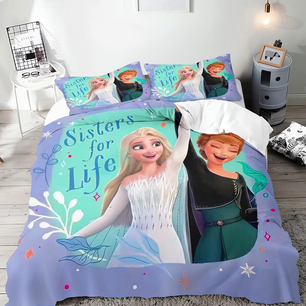 Frozen Princess Elsa and Anna 3-Piece One Piece Bedding Set Comforte Luxus Exquisite Birthday Gift 100% Polyester Home Decor