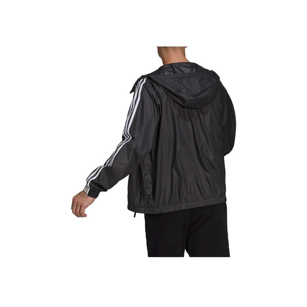 Adidas Classic 3-Stripes Zip Pockets Drawstring Hoodie Jacket Men Outerwear Black H65776
