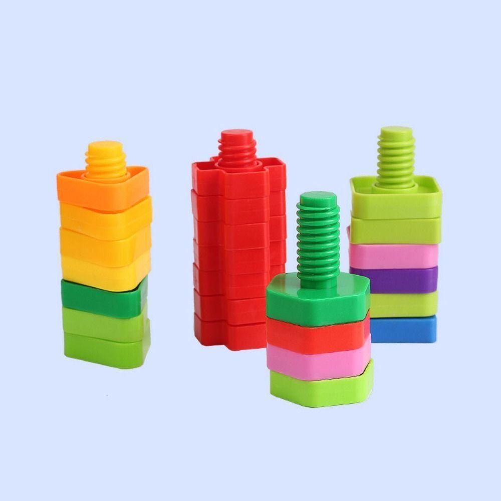 Screw Shape Plastic Insert Blocks Montessori Nut Shape Toys Screw Building Blocks  Children Toys
