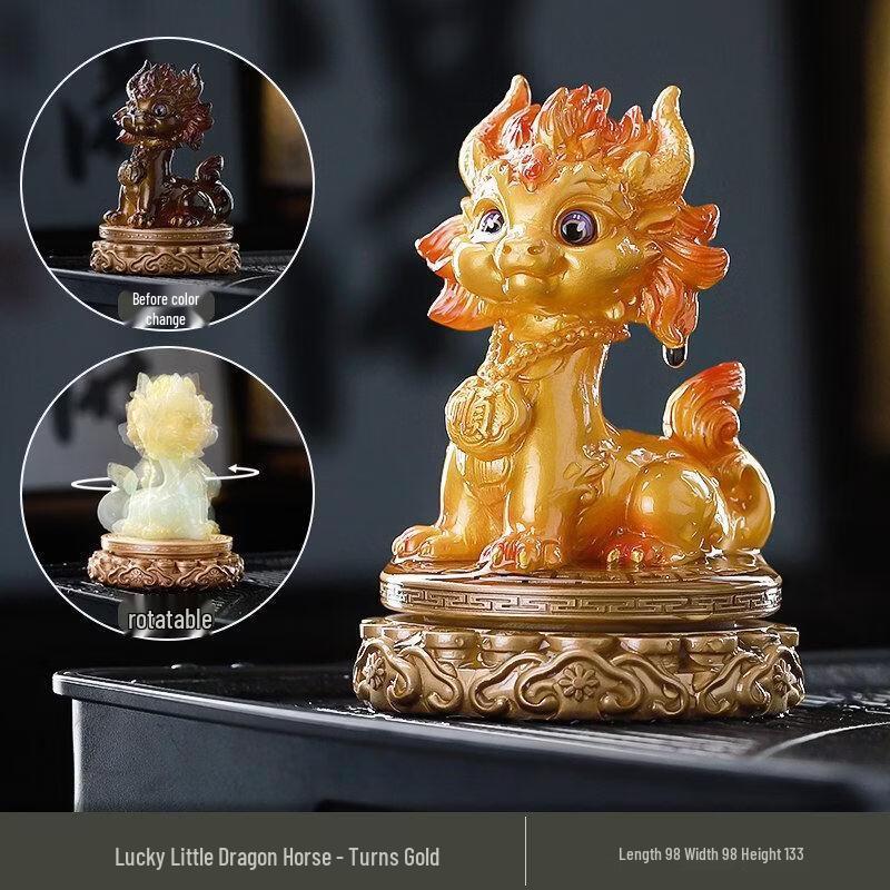 Rotating Golden Dragon Horse Tea Pet Ornament