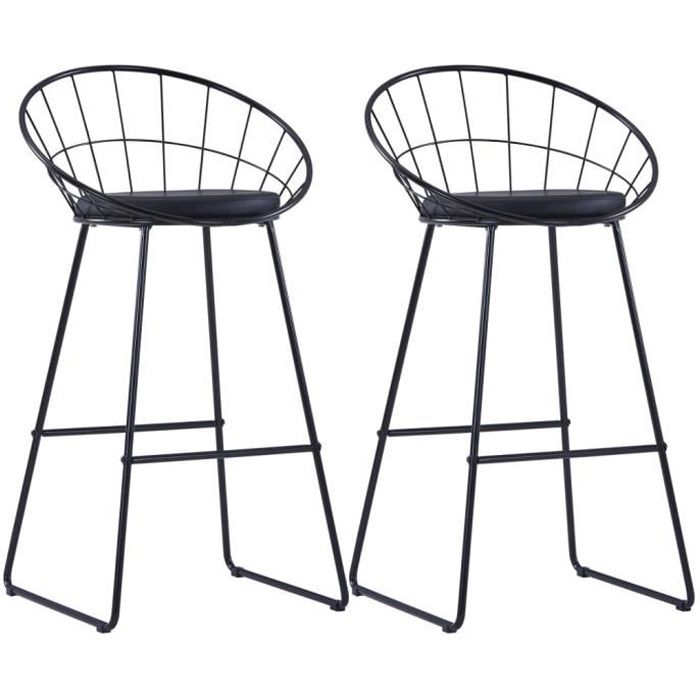 VidaXL Chaises de bar 2 pcs Noir Similicuir