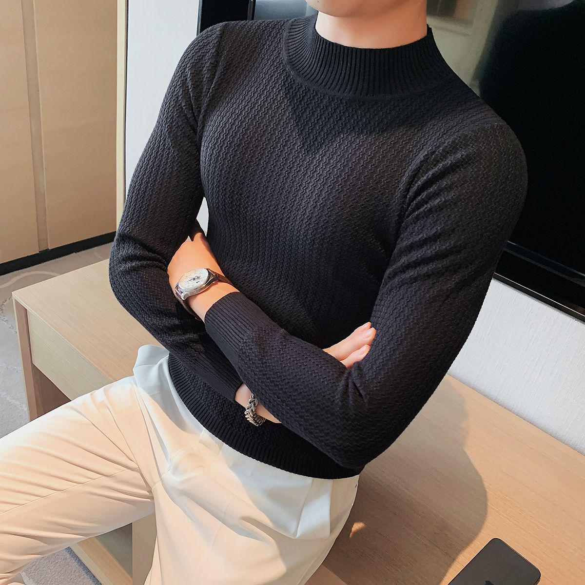 

Men s Slim Fit Fleece Lined Turtleneck Sweater, Versatile Knitted Base Layer for Autumn/Winter 2025. L (115-125 lbs)