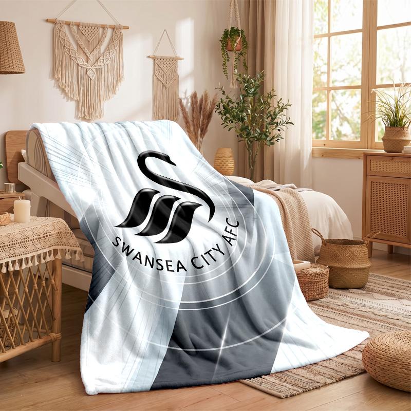 Coperta in Pile a Tema Swansea City Morbida e Accogliente in Peluche per Camera da Letto Divano Viaggio