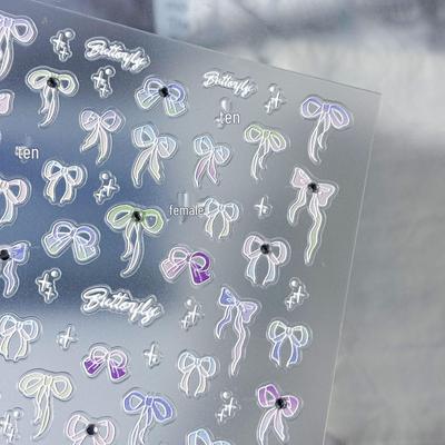 Autocollants Nail Art Diamant Cristal 3D Noeud - Laser Haute Qualité Translucide Décor DIY