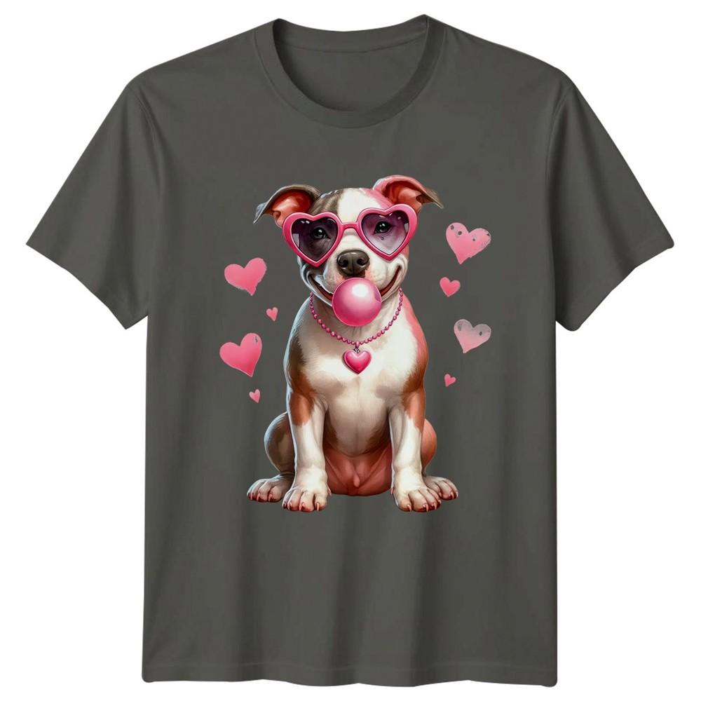 Puppy Dog Heart Glasses Valentine Animal Unisex Unisex Graphic Tee S