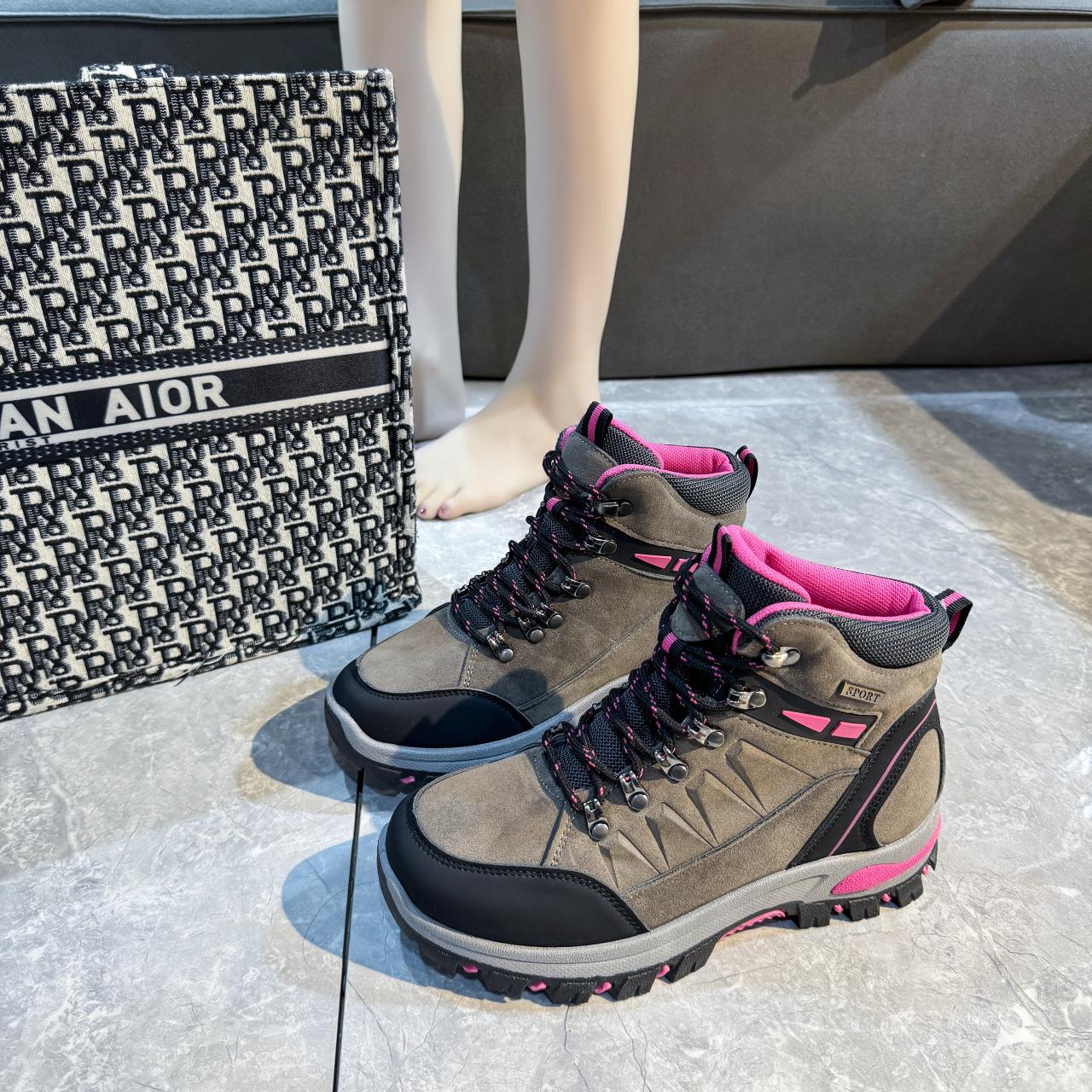 

Туфли на толстой подошве с высоким верхом для женщин 2024 года, осень и зима, новые повседневные дышащие спортивные легкие повседневные туфли 41 серый