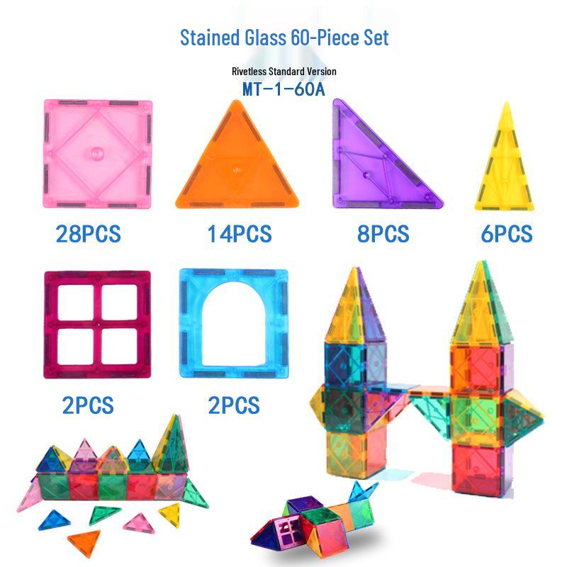 New Magnetic Building Tiles - Educational Construction Toys with Building Blocks and Magnets