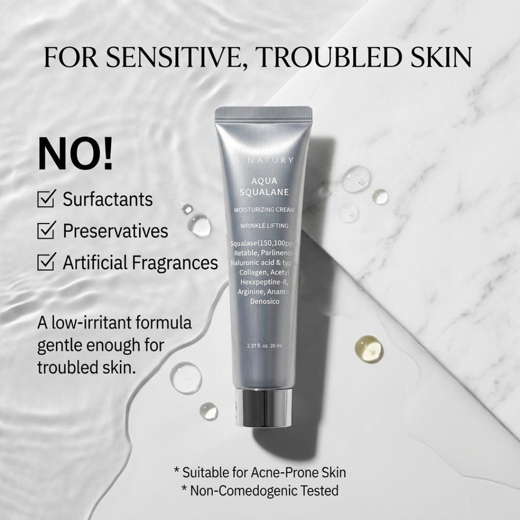 S.NATURE Aqua Squalane Moisturizing Cream Hydrating Face Moisturizer
