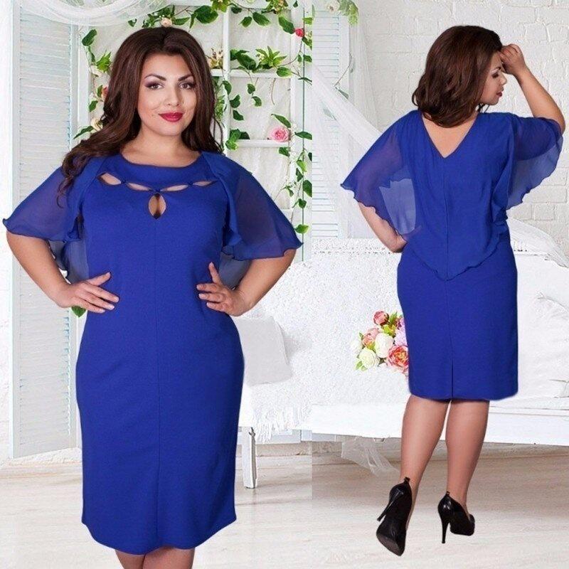 Elegant Women Hollow Out Cape Dress Short Sleeve Clubwear Beach 6xl Large Size Chiffon