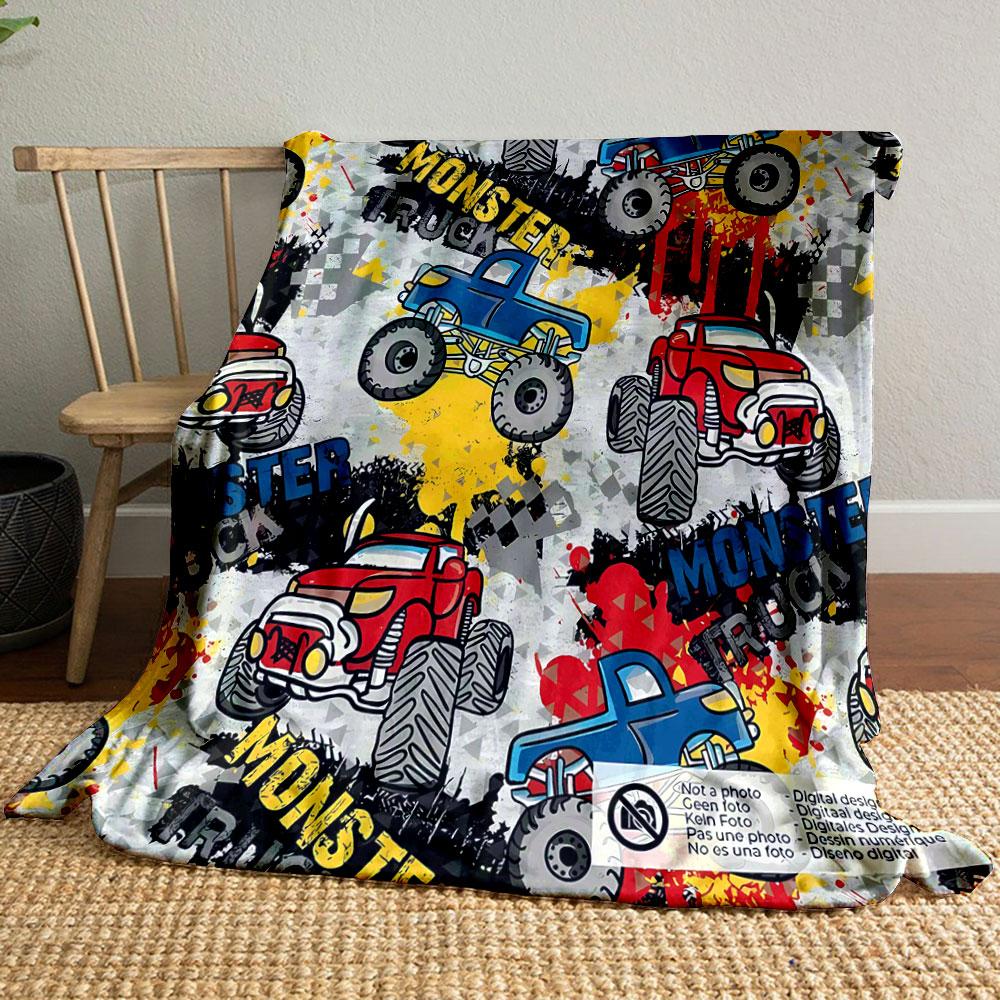

Monster Truck Pattern Blanket bedroom Blanket for Livingroom Couch lunch break Soft throw for Friend s festival Gift 80cm x 120cm