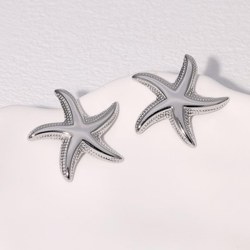 

Stainless Steel Gold Color Starfish Stud Earrings for Women Exaggerated Metal Geometric Personality Earrings Party Zircon Gifts