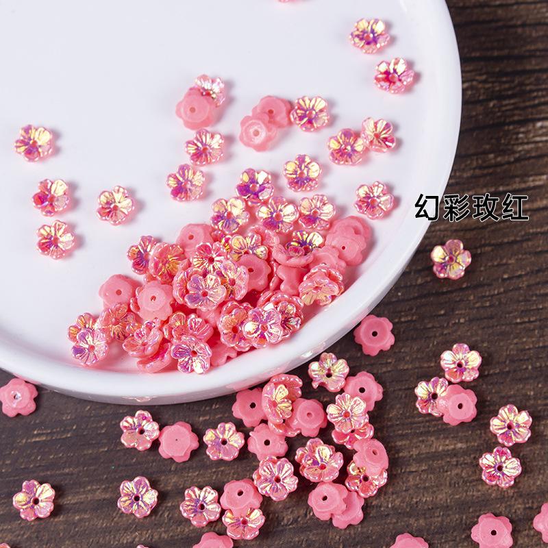 10pcs AB Magic Color Five Petal Shell Flower Receptacle DIY Hairpin Bracelet Earrings Material