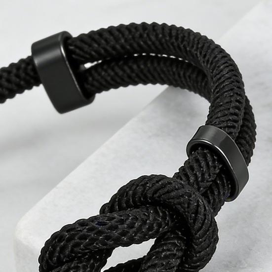 Yousheng Adjustable Men Rope Bracelet Infinity Knot Bracelet Simple Black Rope Bracelet with Card Gift for Husband Boyfriend Brother