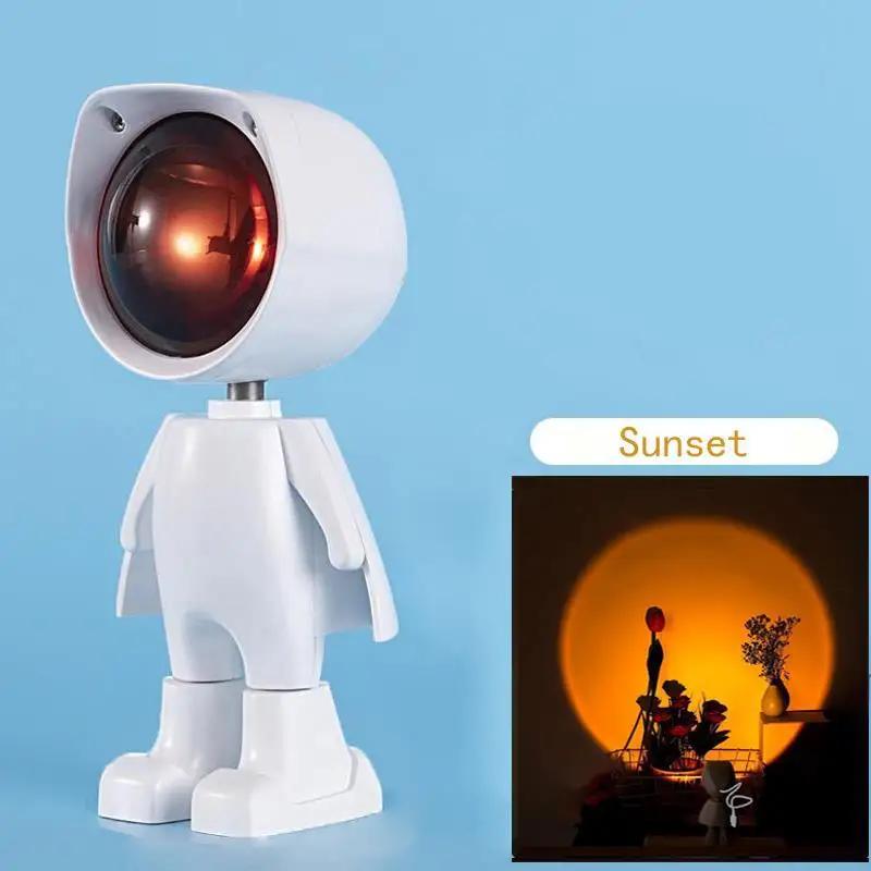 LED Astronaut Sunset Light Rainbow Color Projection Night Light USB Charging Touch Control for Bedroom and Game Room Decoration