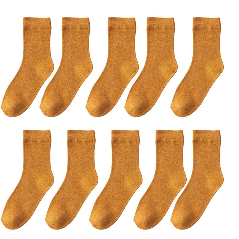10 Pair Women's Bamboo Fiber Socks Harajuku Retro Solid Color Casual Ladies Set Black Socks Korean Style White Socks