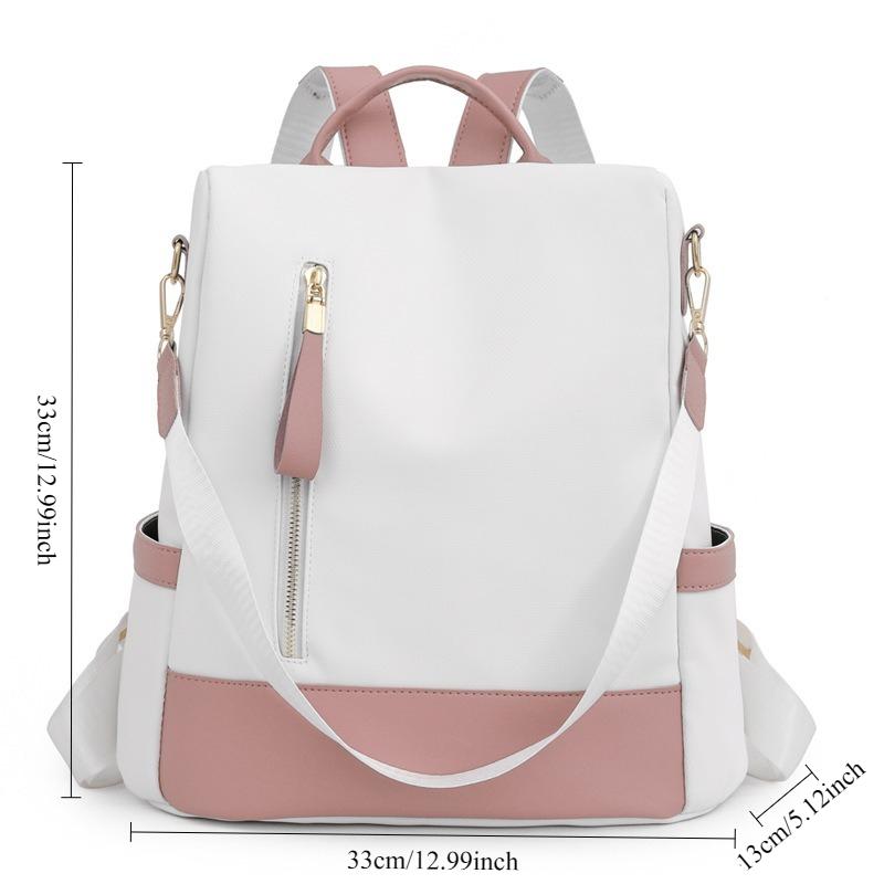 

1pcs Anti-Theft Nylon Backpack Stylish Convertible Shoulder Bag Travel School Bag for Women 33x33x13cm рожевий