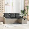 VidaXL 4-piece Garden Sofa Set with Light Grey Cushions In Poly Rattan 3359251