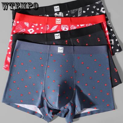 3 peças Cuecas Masculinas Calças de Quatro Cantos Masculinas Shorts Estampados de Cartas de Poker Boxer Brief