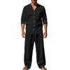 Herren Freizeit-Loungewear-Set, Hellblaues Langarmshirt mit bequemer Hose, Entspannendes Heim-Outfit