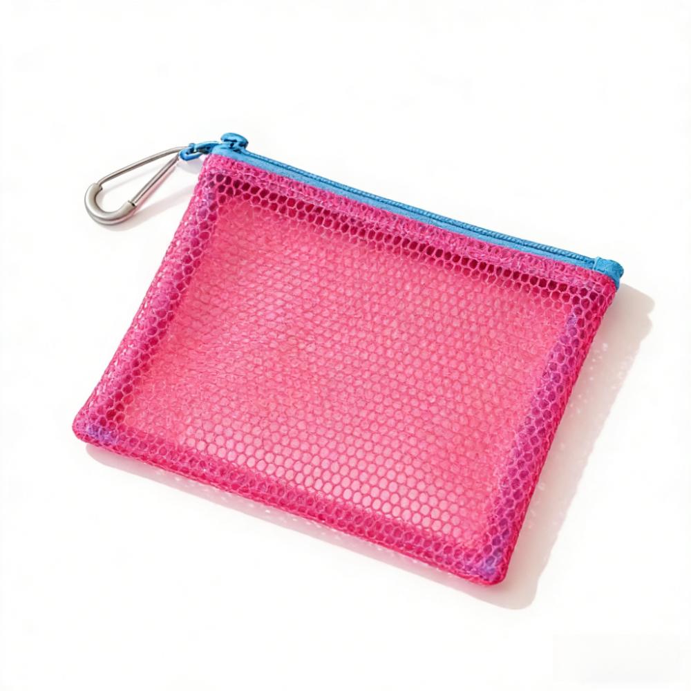 Double Zipper Mesh Storage Bag  Ultra Wear-proof Visible Double Layer Makeup Pouch Portable Travel Toiletry Bag with Handle