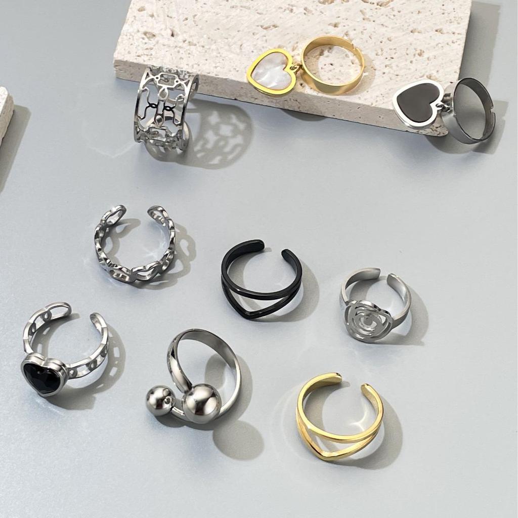 European & American Minimalist Stainless Steel Open Rings - Non-Fading INS Style