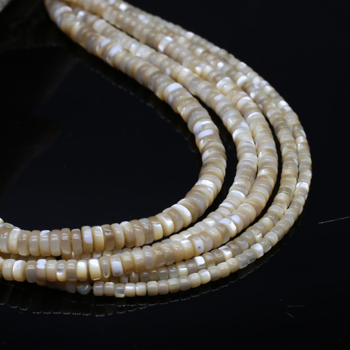 

Бусины-разделители из ракушки Натуральные пресноводные ракушки Бусины-спейсеры для изготовления ювелирных изделий DIY Ожерелье Браслет Серьги Аксессуар длина 38см 2x4mm жёлтый