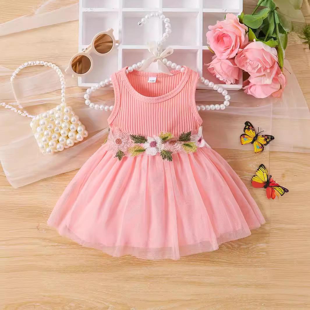 

Международное летнее платье без рукавов из сетки с цветочным принтом для девочек 9-12 Months