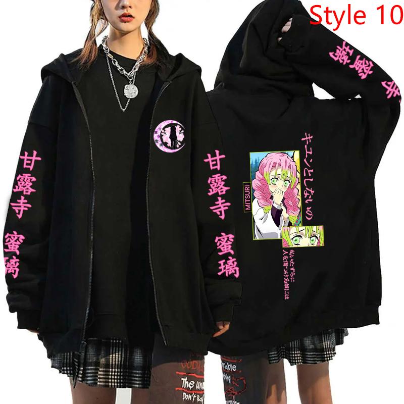 Neue Anime Kanroji Mitsuri Druck Hoodies Cartoon Zip Hoodies Damen Herren Mode Langarm Reißverschluss Pullover Harajuku Sweatshirt
