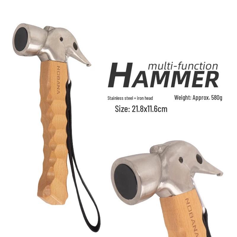 Multi-Function Outdoor Camping Hammer: Stainless Steel & Brass Woodpecker Design for Tent Canopy Nails